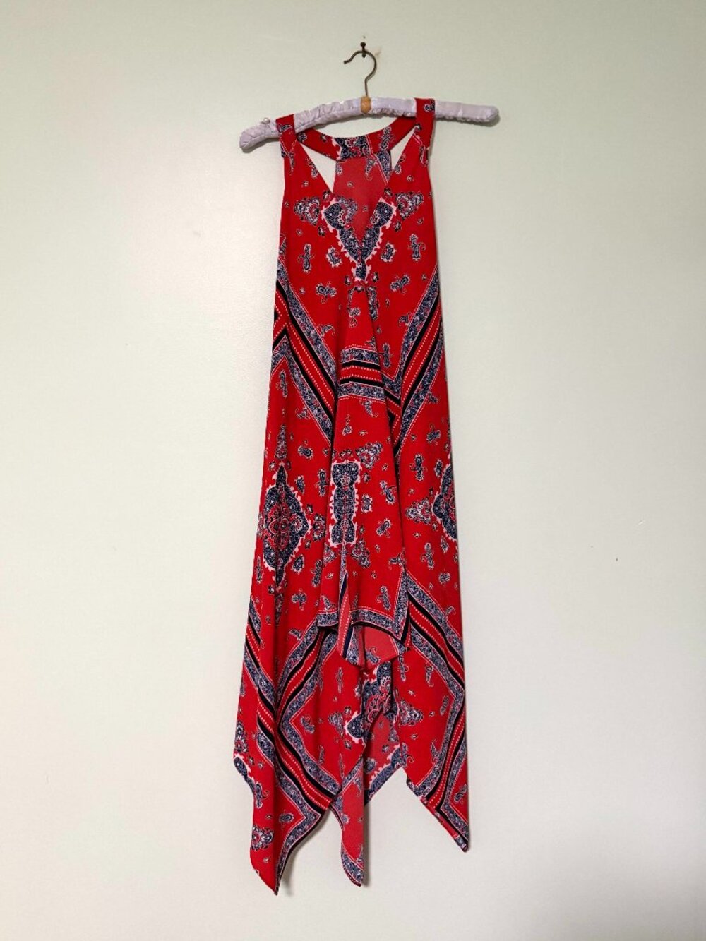 Red Flowy Handkerchief Dress/Coverup